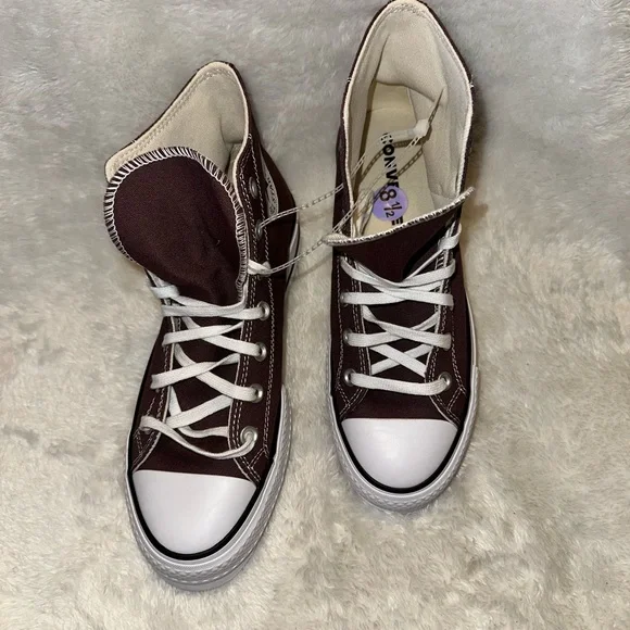 Converse High Top Platform Sneakers - Mauve & White - Picture 9 of 12